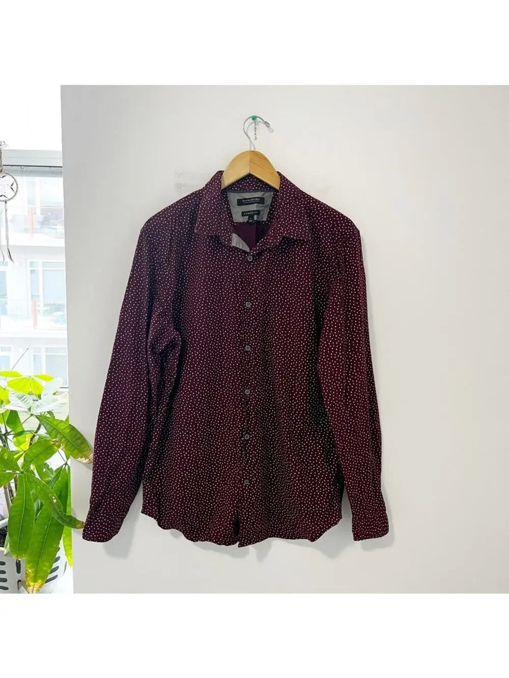 Banana Republic Men's Tree Print Button Up Camden Fit Top Size Large